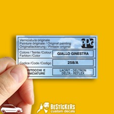 Adesivo etichetta vernice PPG Fiat Punto GT alfa spider gtv Giallo ginestra 258A