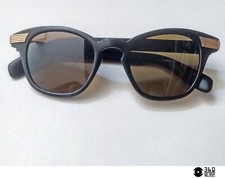 Lozza occhiali da sole vintage 1940-50s in celluloide nera e oro (medium)