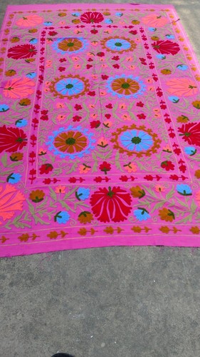 Tappeto vintage rosa suzani - tappeto,