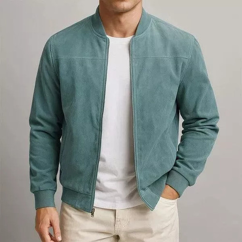 Bomber uomo azzurro effetto - bomber,