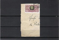 REGNO 1923-MANZONI-5 LIRE USATO SU FRAMMENTO-NON PERIZIATO-SPEDIZIONE GRATUITA