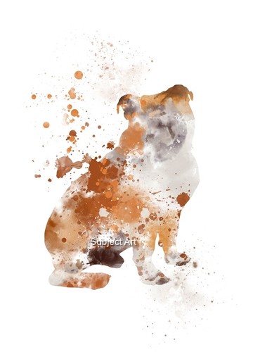 English bulldog art print dog - bulldog, print,