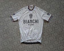 ● RARE BIANCHI MILANO MADE IN ITALY WHITE CYCLING JERSEY SIZE MEN'S ADULT L ●