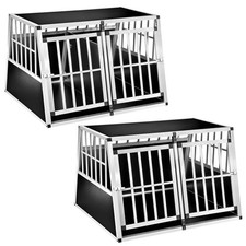 XXL doppio box cane gabbia auto trasportino animali trapezoidale alluminio cani