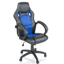 TRESKO® Sedia Poltrona da ufficio girevole per casa Racing Gaming Sportiva Blu