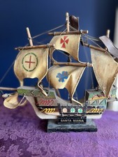Modellino artigianale in legno Santa Maria 1492 nave nautica marina barca a vela Colombo