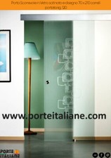 Porta Scorrevole in Vetro satinato e disegno 70 x 210 carrelli portata kg. 120