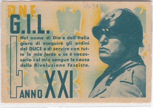 Tessera della gioventu - tessera, gioventu'