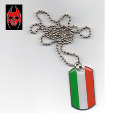 Collana con ciondolo in acciaio piastrina militare 5X2,5 cm BANDIERA ITALIANA 