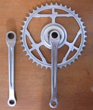 1960 LEGNANO GUARNITURA ACCIAIO BICI EPOCA VINTAGE STEEL COTTERED CRANKSET 