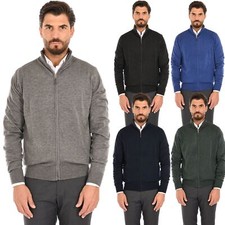 Cardigan Uomo Zip Lana e Cashmere Maglione Pullover con Cerniera Invernale 