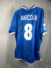 Maglia Napoli Marcolin match worn issued autografata away blue Legea vintage