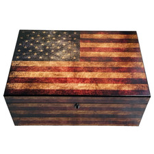 Old Glory American Flag scatola humidor per sigari 100 ct con umidificatore + igrometro