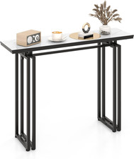 Tavolo Consolle 110Cm, Tavolo Da Ingresso Con Piano in Finto Marmo, Struttura in