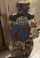 Natale decorazione Pupazzo di Neve in legno MariCart. Altezza 90 cm. Vintage.