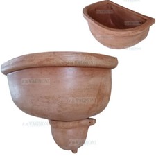 Fontana vasca a parete sospesa con copri scarico terracotta lavandino rubinetto