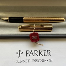 PARKER SONNET  18K FLEX  NIB  FOUNTAIN PEN GOLD CASCADE DATE 2004 NEW OLD STOCK