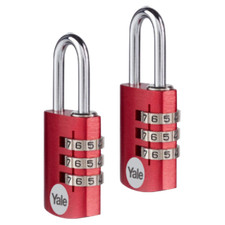 YALE Lucchetto in alluminio a combinazione YE3CB/20/121/2/GO rosso 20 mm - kit 2