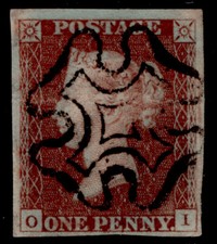 GB QV SG8, 1d rosso-marrone, USATO. Gatto £60. NERO MX OI