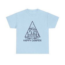 T-shirt unisex Happy Camper Hippy Bus Mountains cotone pesante