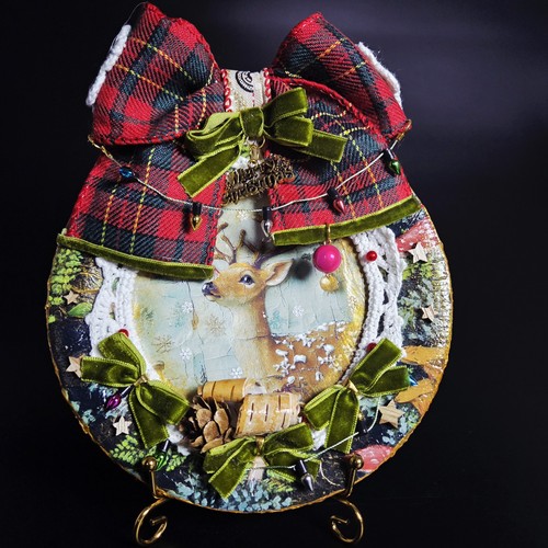 Piatto decoupage cervo - piatto,