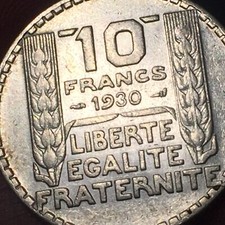 MONETA COIN MONNAIE RÈPUBLIQUE FRANÇAISE 10 FRANCS 1930  ARGENTO SILVER P. TURIN