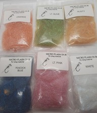 6 MICRO FLASH DUB costruzione mosche artificiali pesca fly tying Ice Dubbing