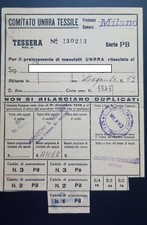 TESSERA COMITATO UNRRA TESSILE