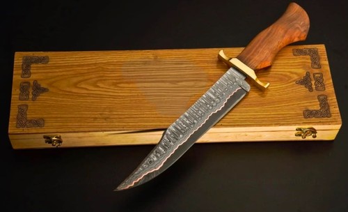 Coltello bowie damascato rame - coltello,