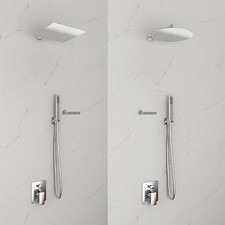 KIT DOCCIA SOFFIONE INOX SLIM BRACCIO DOCCIA MISCELATORE DA INCASSO PRESA ACQUA