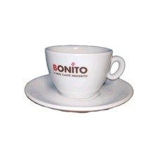 1153-SERVIZIO 6 TAZZE 6 PIATTINI CON LOGO DA CAPPUCCINO BONITO CAFFE' NUOVE