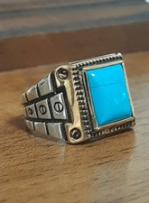 Anello Uomo  Argento 925  Turquoise  Turchese Modello Rolex Ring Sterling Man $