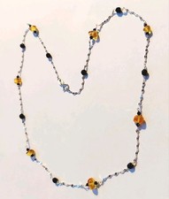 collana in argento 925 e pietre con ambra grezza naturale onice nero sfaccettato