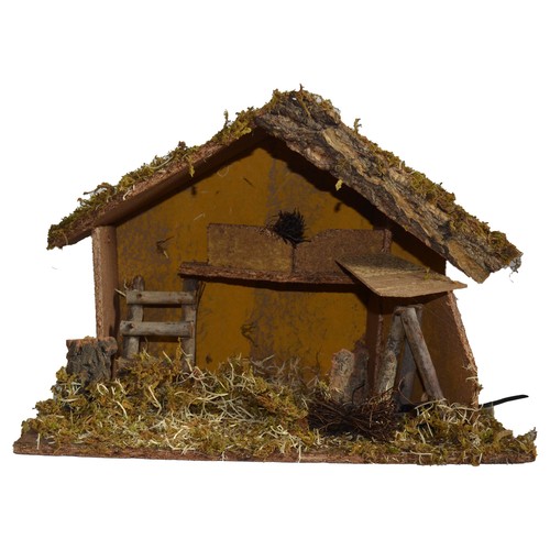 Capanna presepe con - fuoco, in