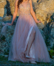 Abito elegante lungo,  colore rosa, 18 anni, cerimonia