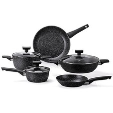 Moneta Magnolia batteria 8 pz antiaderente stone black pentole padelle