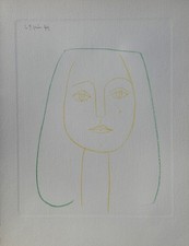 Pablo PICASSO: Ritratto Di Giovane Fanciulla, ACQUAFORTE, 1952