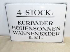 Targa Smaltata " Kurbetrieb " 4.Stock=Kurbäder,Höhensonnen,Wannenbäder Ii.kl. "