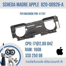 Scheda Madre APPLE  820-00926-A  Per MacBook Pro 15" A1707 Cpu i7 Ram 16gb 250gb