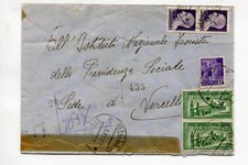 1945 RSI Storia Postale BIELLA busta affr.IMP+ MONUMENTI DIST.ESPRESSI 1,25c RSI