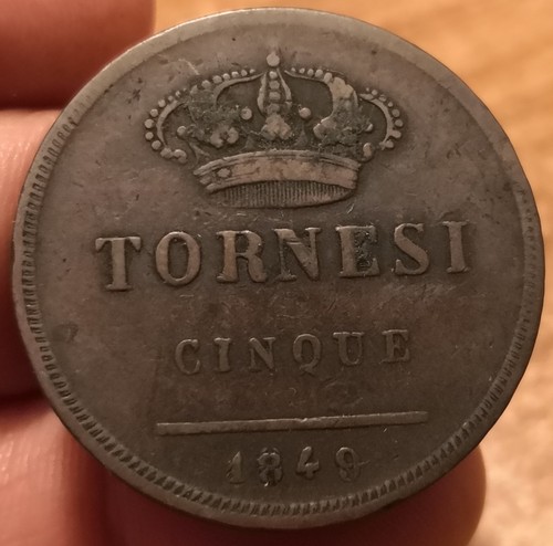 Moneta tornesi 1849 - 5, regno