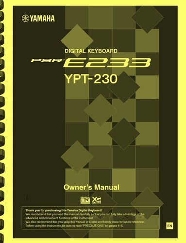Yamaha psr e233 ypt - psr-e233, ypt-230