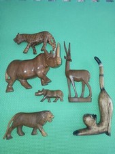 Legno scultura sculture intagliato gatto leopardo rinoceronte gazzella leone