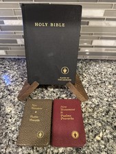 Vintage 1961 Gideon’s Holy Bible ✝️ Hardcover+2 Pocket NT Bibles Psalms Proverbs