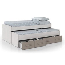 LETTO DOPPIO CON DUE CASSETTI INFERIORI H: 69 CM L: 198 CM BIANCO ALPES E BASALT