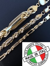 Bracciale FigaRope Milano catena vero argento 925 placcato oro massiccio 14 carati