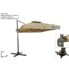 OMBRELLONE A BRACCIO LATERALE MT.3X3 DOPPIO TETTO CON FLAP TORTORA