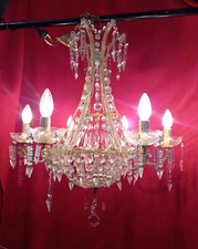 Lampadario d'epoca in ottone cristalli stile impero Old empire Chandelier Lustre