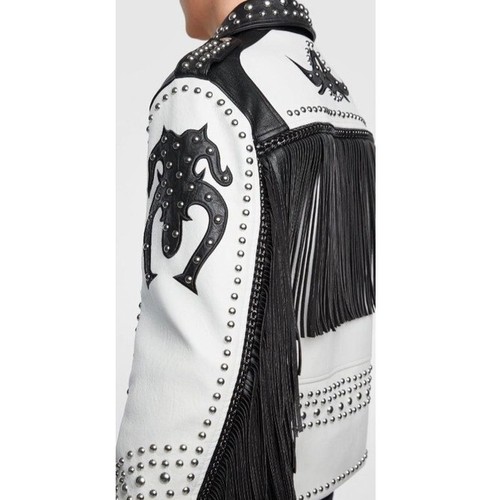Giacca pelle bianca con - in,