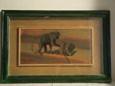 Lorenzo Palazzi (1921 -1990) - "Allo Zoo di Livorno" Olio su masonite in cornice